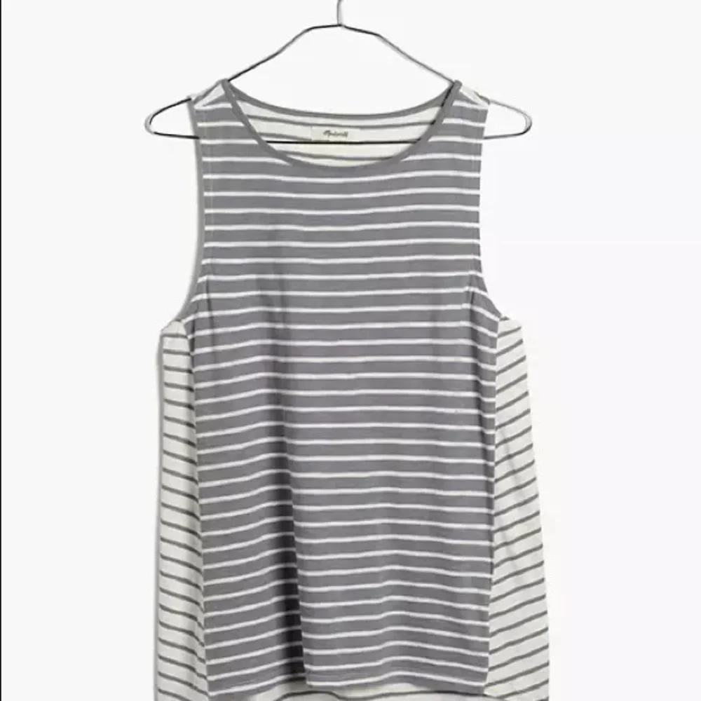Madewell Forward-Seam Tank Top in Grey Stripe